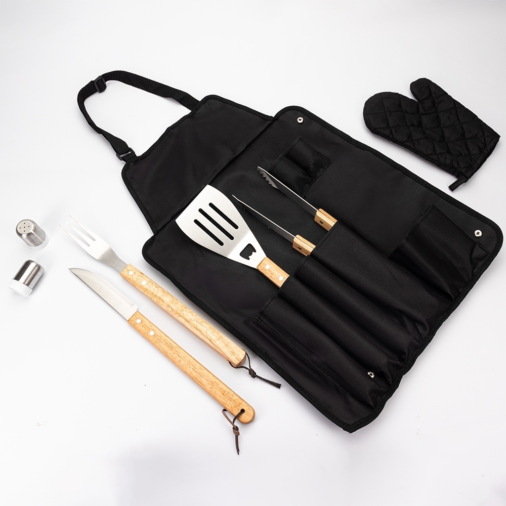 Kit Churrasco 8 Peças na cor Preta