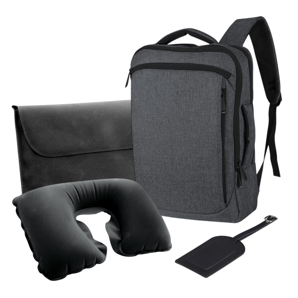 Imagem do produto Kit Go Trip – Almofada de Pescoço, Tag de Bagagem e Mochila Maleta de Viagem