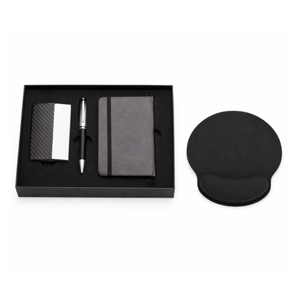 KIT Go Corporate – Mouse Pad, Porta-cartão, Caneta e Moleskine